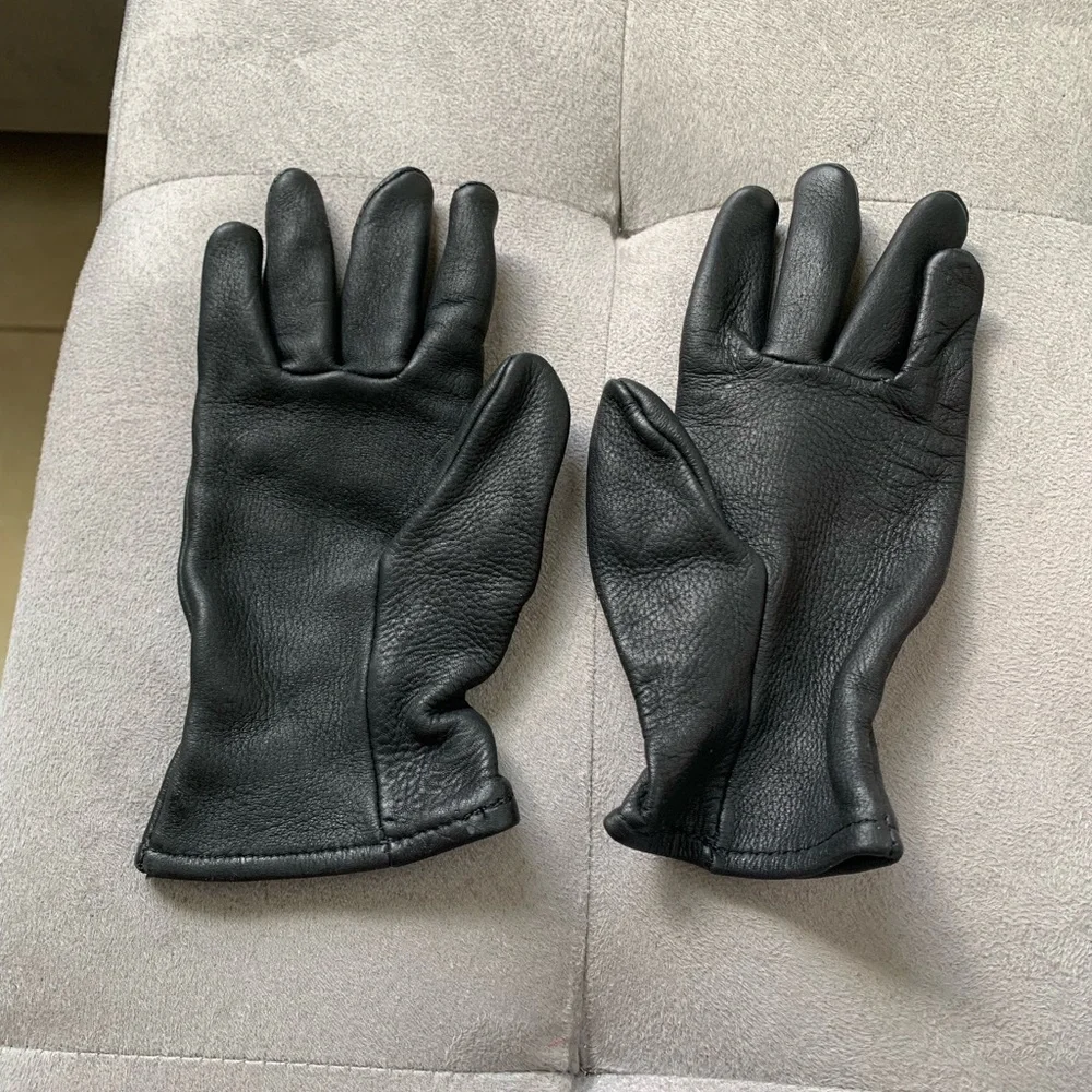 VINTAGE DEERSKIN BLACK LEATHER GLOVES LADIES SZ 6 MADE IN USA Luxury Leather